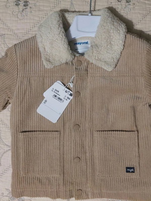 Beige corduroy jacket with fleece lining new, 18 months