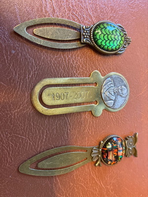 Vintage brass bookmarks set of 3 used with Ypsilantis design