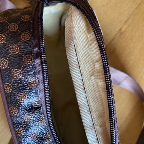 Hand-painted bag with auxiliary wallet brown new 20x16