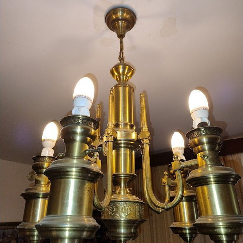 Bronze ceiling light used with 5 bulbs neoclassical design