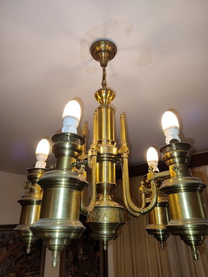 Bronze ceiling light used with 5 bulbs neoclassical design
