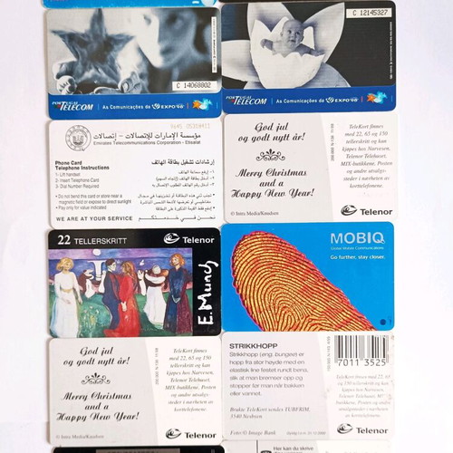 Phone cards used, pack of 12 international