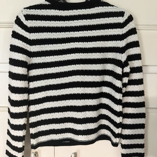 Mango striped cardigan with buttons, black and white