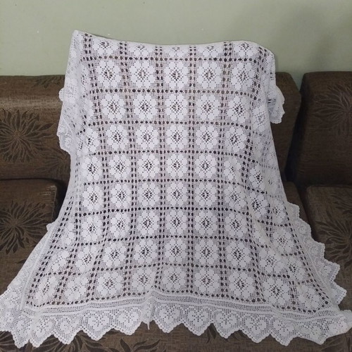 Handmade crochet tablecloth used, dimensions 1.00x1.05