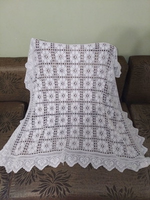 Handmade crochet tablecloth used, dimensions 1.00x1.05