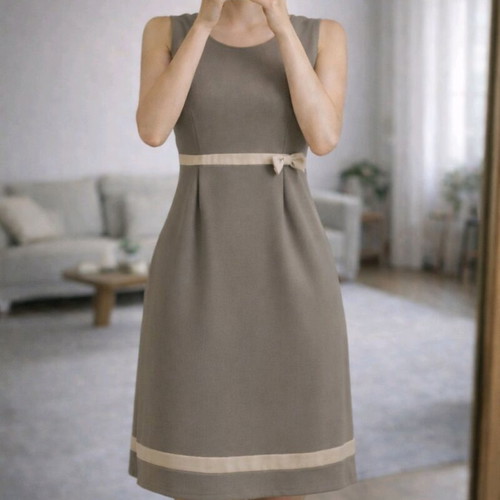 Vintage sleeveless dress in beige-gray, like new