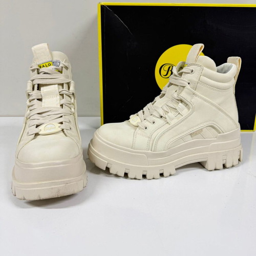 Bufallo Aspha NC Mid Laceup boots used, beige, size 38