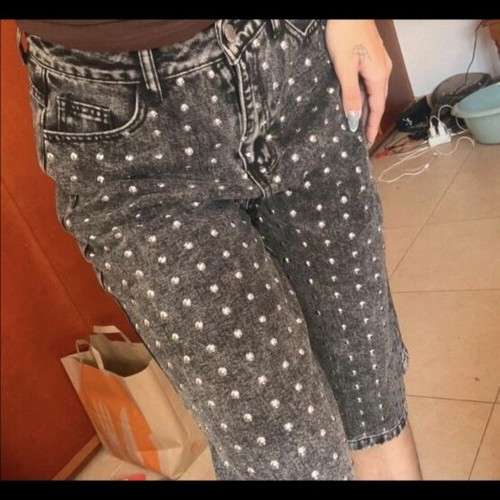 Gray bermuda shorts size M with studs