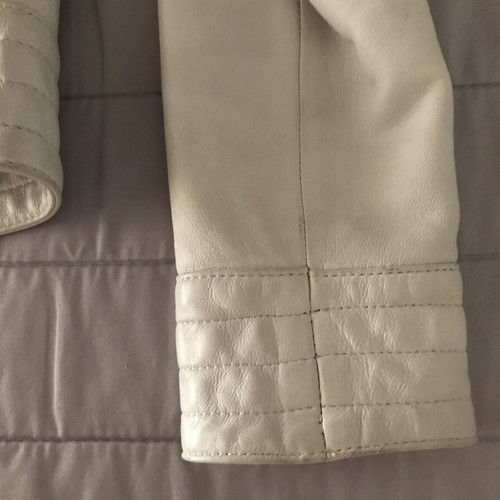 White leather women's jacket, slim fit