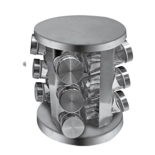 Spice rack for 12 jars new, stainless steel with rotating base