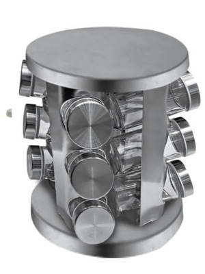 Spice rack for 12 jars new, stainless steel with rotating base