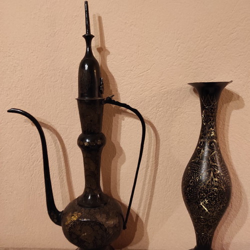 Indian handmade decorative vases used with carved details