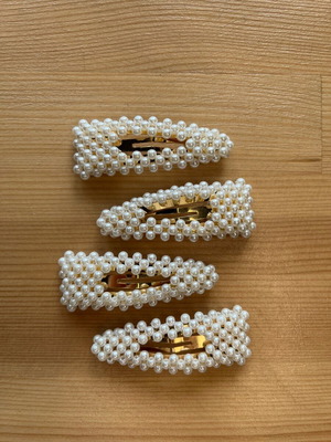 Hair clips with white pearls set of 4 new