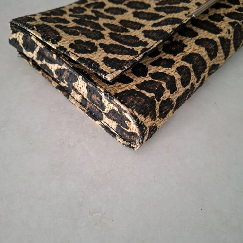 Straw leopard bag H&M used, multicolor