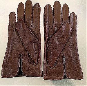 Δερμάτινα γάντια σκούρο καφέ δύο μεγέθη καινούργια