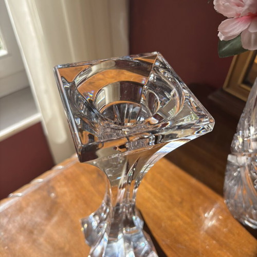 Rogaska Crystal Sculptural Candleholder like new, modernist decor