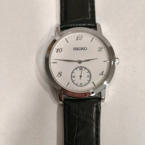 Seiko ανδρικό ρολόι καινούργιο quartz με δερμάτινο λουράκι