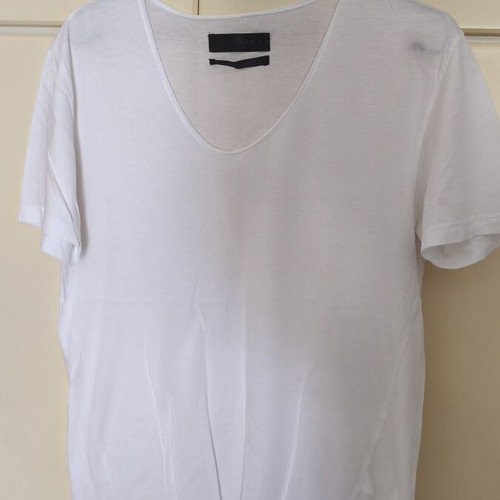 Men's blouses pack of 4 used, V-neck, colors white black purple pink, size Large