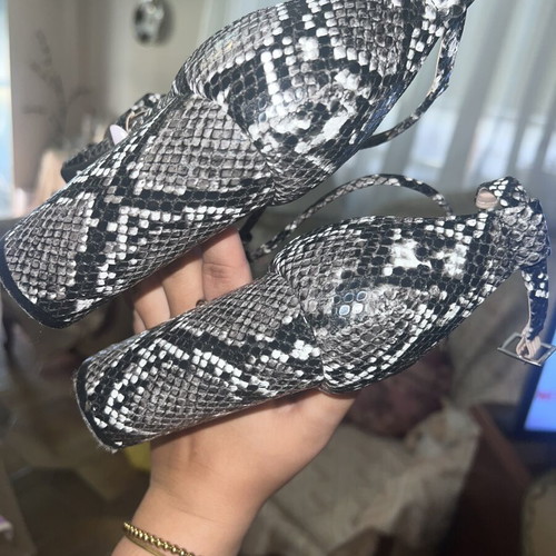 Snake Print Sandals size 37 like new with thick heel and ankle strap