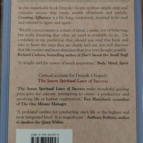 Creating Affluence hardcover book like new by Deepak Chopra