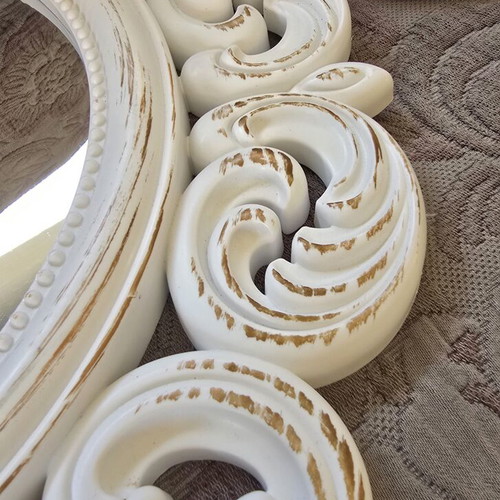 Set of 2 Wall Mirrors vintage shabby chic style white and gold
