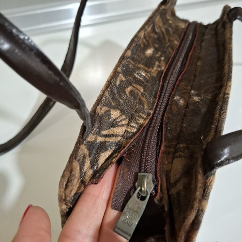 Vintage Jianni Lesal shoulder bag used, velvet style, black and brown
