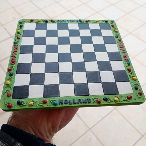 Ceramic chessboard used without pieces