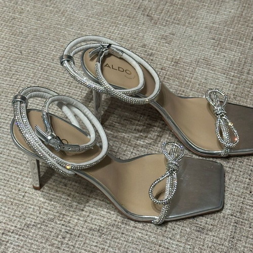 Aldo Barrana sandals with crystals silver new, size 41