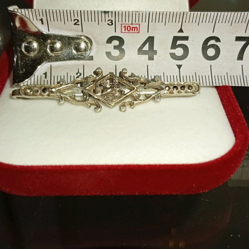 Tie clip silver 925 and 9K gold plated used with filigree design and marcasite stones