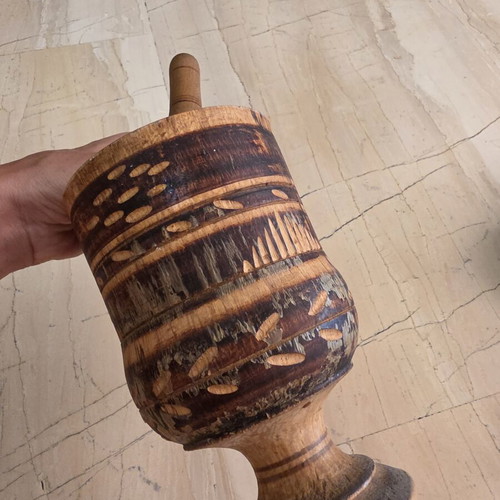 Wooden mortar and pestle