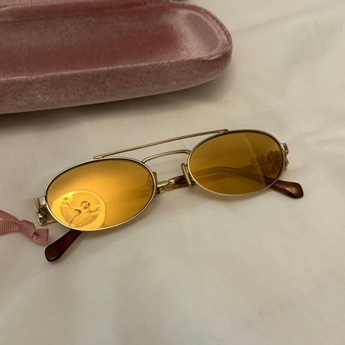 Miu Miu sunglasses, gold, with case, pouch and box