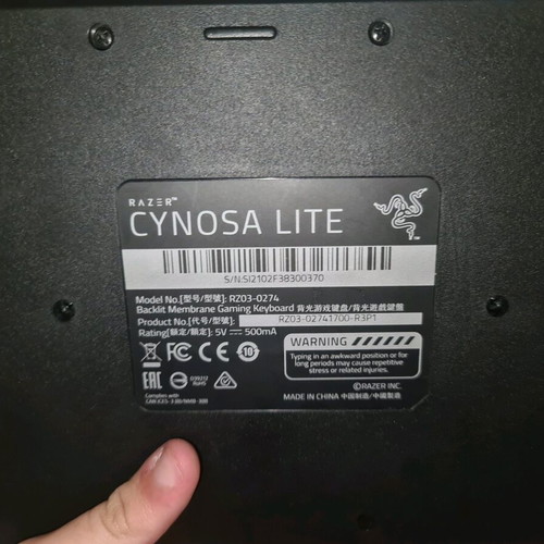 Razer Cynosa Lite keyboard like new with RGB lights