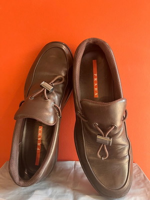 Prada Slip On Loafers Napa leather brown like new