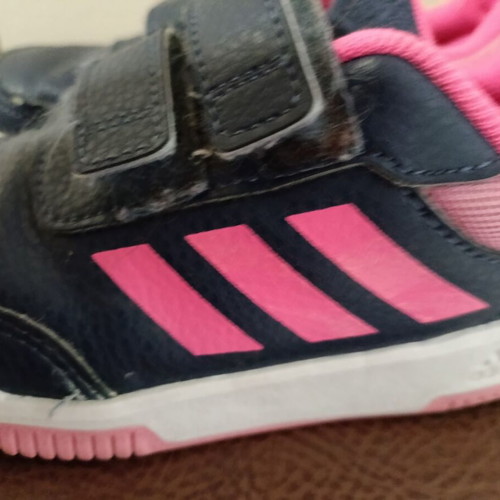 Adidas athletic shoes used, size 27, blue and pink
