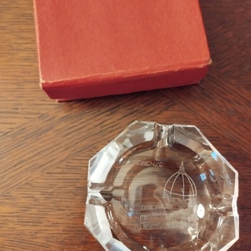 Crystal ashtray Firenze with Duomo engraving, new