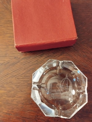 Crystal ashtray Firenze with Duomo engraving, new