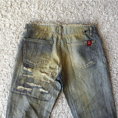 Distressed striped flare pants low-rise, new, size XS
