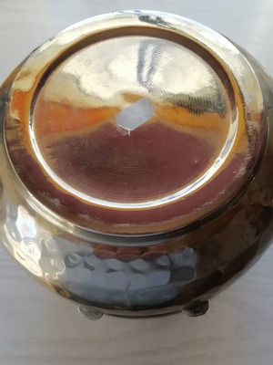 Metal planter vintage used with ornate decoration