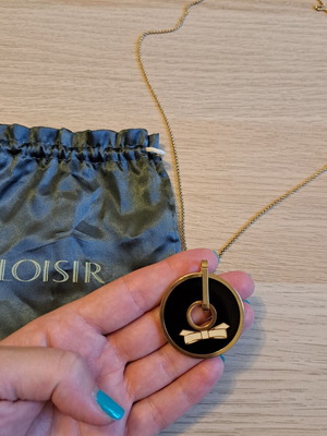 Loisir long necklace 42cm chain with black pendant gold-plated steel like new