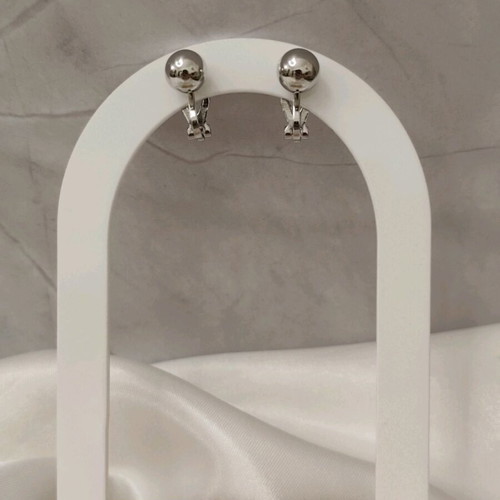 Clip earrings silver ball new