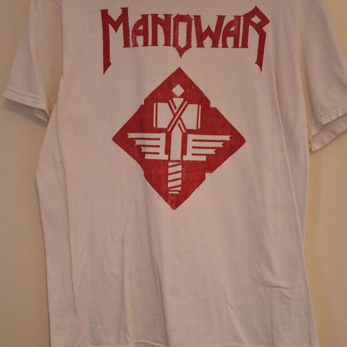 Manowar T-shirt by Guildan like new, size Medium, white