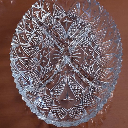 Vintage Set of 3 French Pressed Glass Serving Dishes 1971
