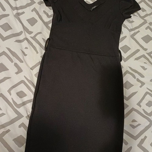 Black tight dress short sleeve with neckline like new