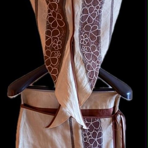 Naf Naf Linen Dress size 38 like new, beige and brown