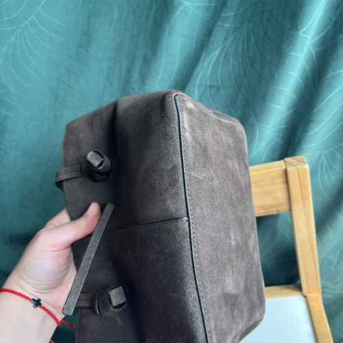 Massimo Dutti handbag used, natural suede, chocolate brown