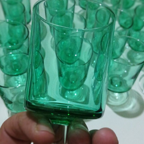Luminarc Cavalier Emerald Green vintage liqueur glasses set of 4