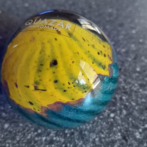 Quazar Art decorative handmade blown glass balls set of 3 like new