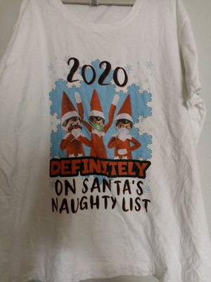 Cotton T-shirt XL used with definitely on santa's naughty list print