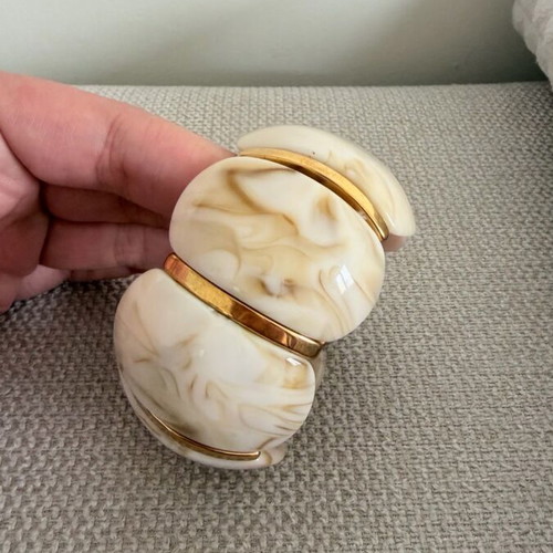 White bone bracelet new with gold details