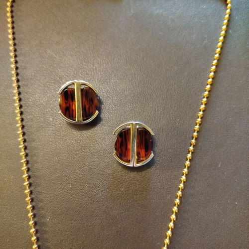Tiger's Eye cross set with earrings like new